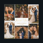Imã obrigado moderno você 6 fotos colagem ouro de casa<br><div class="desc">obrigado elegante você seis fotos colagem magneta de ouro de casamento</div>