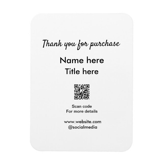 Ímã Obrigado pelo nome de compra aqui digitalizar QR (Vertical)