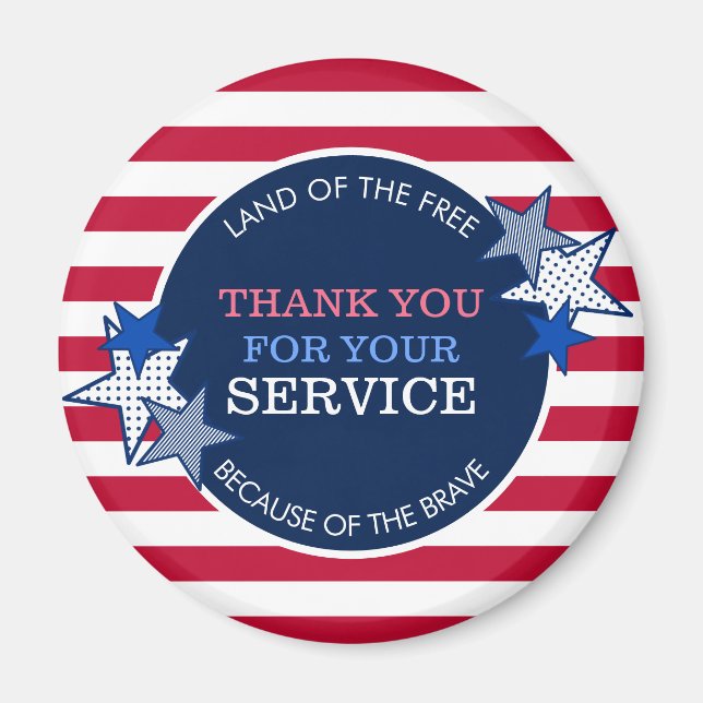 Imã Obrigado pelo seu serviço Veteranos Estrelas Strip (Frente)