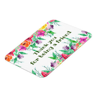 Ímã Obrigado por ser meu amigo design floral