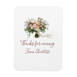 Ímã obrigado por vir bouquet floral verde azul nome mo