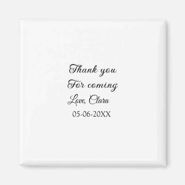 Imã obrigado por vir nome adicionado mensagem de texto (Frente)