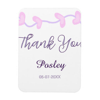 Ímã obrigado rosa roxo pastel casamento nome data lea