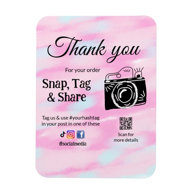Ímã Obrigado snap tag compartilhar mídia câmera adicio (Vertical)