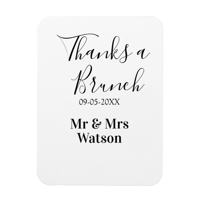Ímã Obrigado um brunch pós-casamento nome data simples (Vertical)