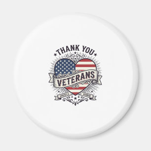 Imã Obrigado Veteranos Coração Patriótico Design Vetor