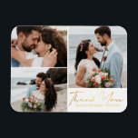 Ímã obrigado você, colagem de fotos de casamento da ca<br><div class="desc">fotos de freepik.com elegante calliografia de ouro casamento 3 fotos Cartões de agradecimentos de colagem,  personagem. dois cartões laterais,  no outro obrigado que você massageia,  personalizado.</div>