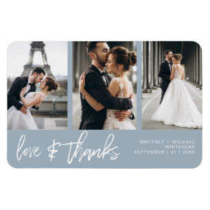 Ímã Obrigados de amor Foto Colagem de Foto Azul empoei