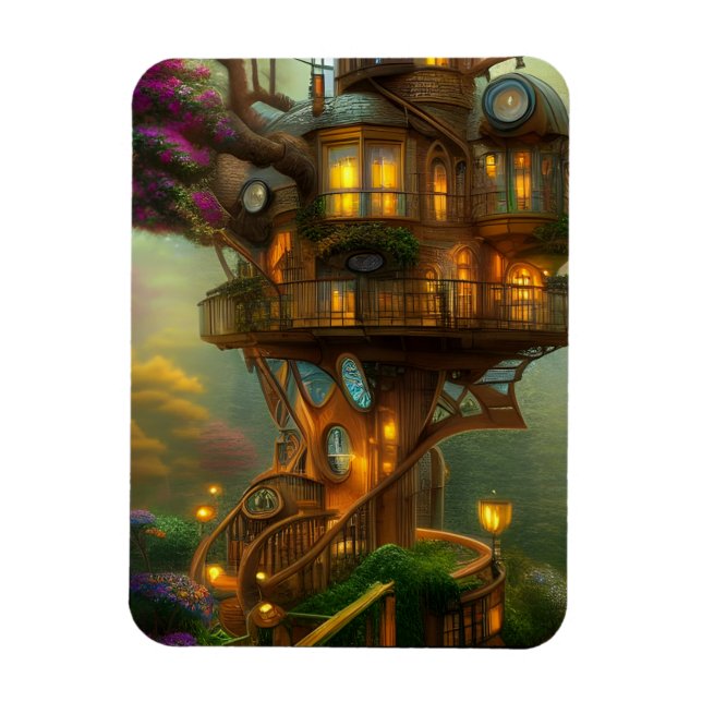Ímã Observatório Steampunk Treehouse (Vertical)
