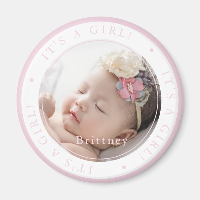 Imã Ocasiao simples de nascimento de menina com foto p (Frente)