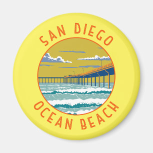 Imã Ocean Beach San Diego Viagem Art Vintage