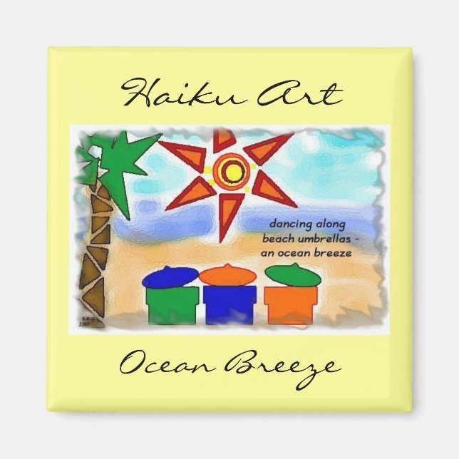 Imã Ocean Breeze Haiku Art Magnet (Frente)
