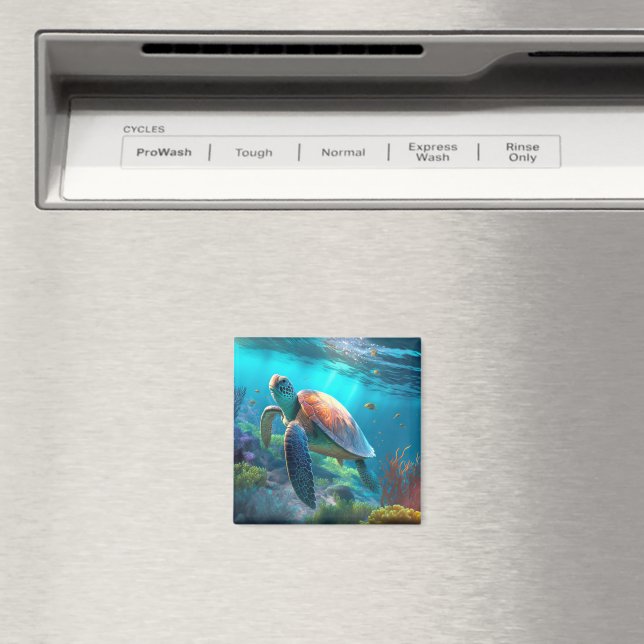 Imã Ocean Inspired Turtle Illustration Decorative (In Situ (Dishwasher))