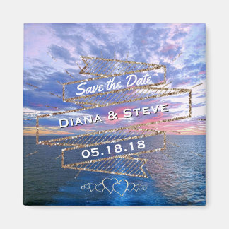 Imã Ocean Sunset Romantic Beach Casamento Salve a Data