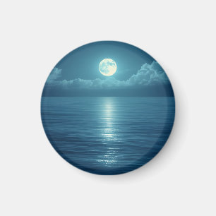 Imã Oceano ao Luar Tela Arte Lua Cheia Sobre o Mar C