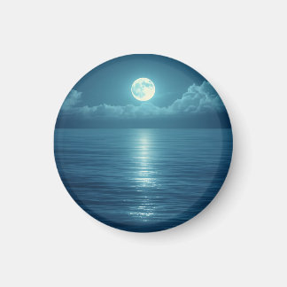 Imã Oceano ao Luar Tela Arte | Lua Cheia Sobre o Mar C