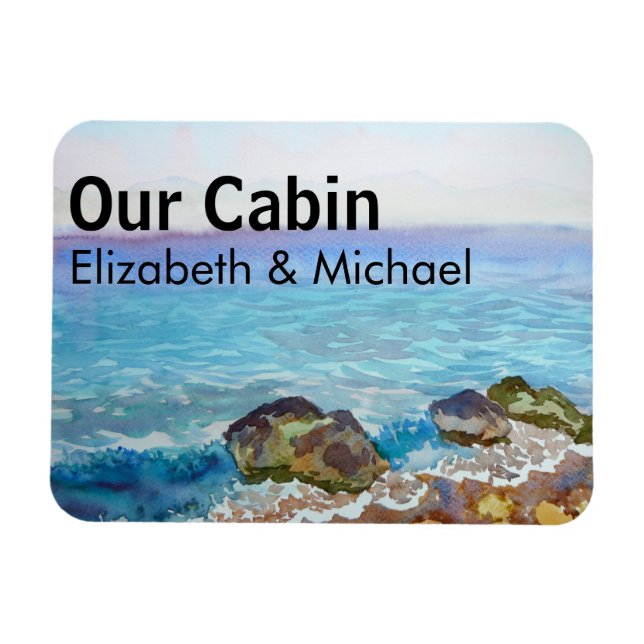 Ímã Oceano de Aquarela de Portas Cruzadas Personalizad (Horizontal)