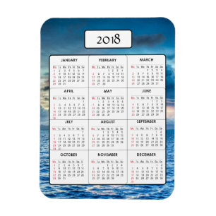 Ímã Oceano Sunset 2018 Calendário Magnet