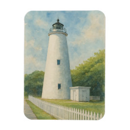 Ímã Ocracoke Lighthouse Watercolor