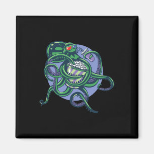 Imã Octopus Assistindo Um Filme - Design gráfico detal