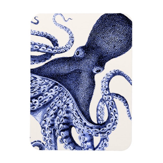 Ímã Octopus Azul Paisagem (Vertical)