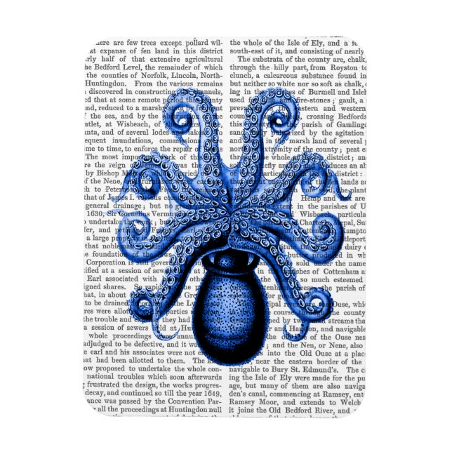 Ímã Octopus Azul Vintage 1 Embaixo (Vertical)