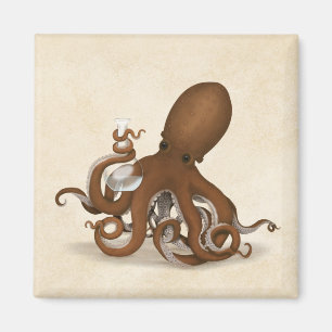 Imã Octopus Com Vidro Flask Chemistry Steampunk