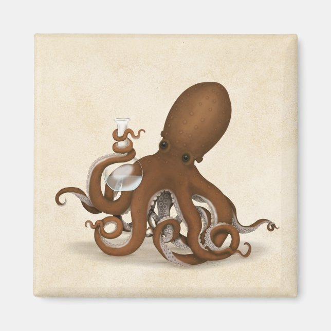 Imã Octopus com Vidro Flask Chemistry Steampunk (Frente)