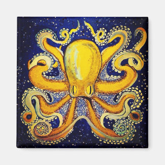 Imã Octopus Dourado em azul