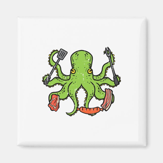 Imã Octopus Grieling Churrasco Funny Byrbecue (Frente)