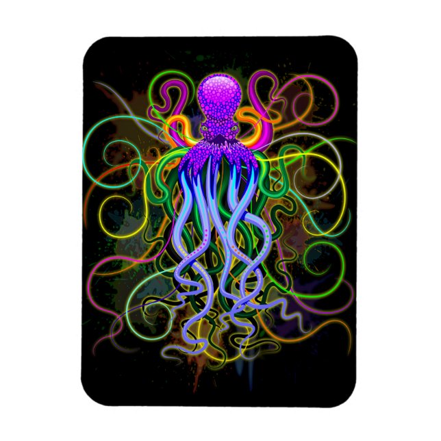 Ímã Octopus Luminescência Psicodélica (Vertical)