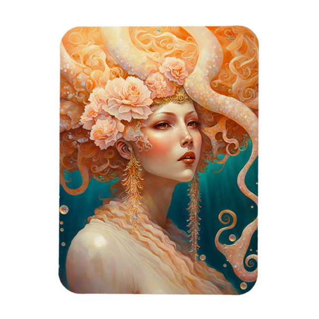 Ímã Octopus Mermaid Fantasy Art Magnet (Vertical)