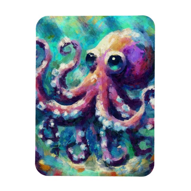 Ímã Octopus Oil Painting NMaritime Beach (Vertical)