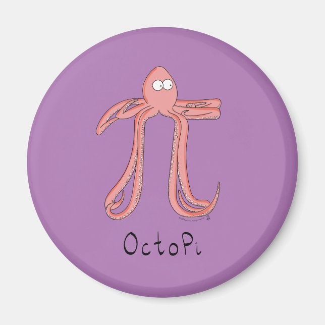 Imã Octopus Pi Day Engraçado (Frente)