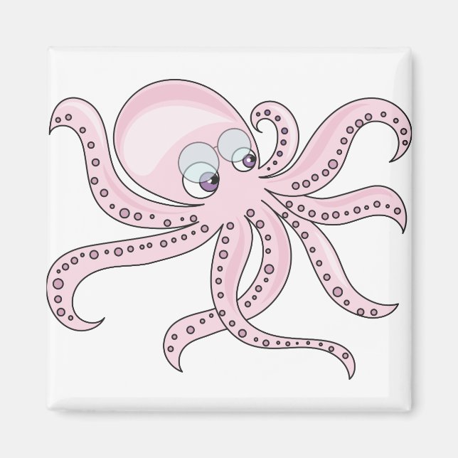 Imã Octopus Rosa Engraçado (Frente)