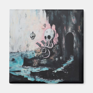 Imã Octopus Skull Tarot Oracle Cards Witchy AI Art