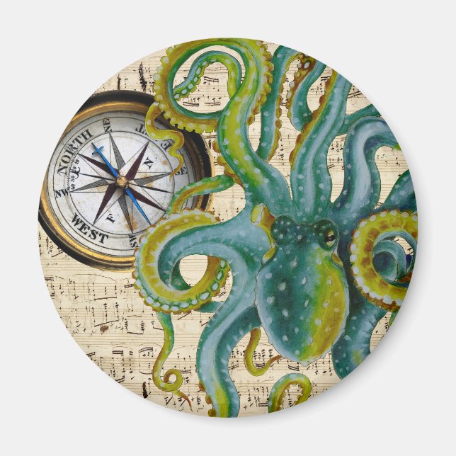 Imã Octopus Tentacle Compass Música (Frente)