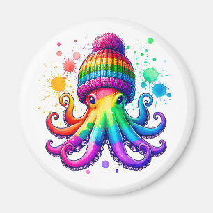 Imã Octopus Vestindo Uma Beenie