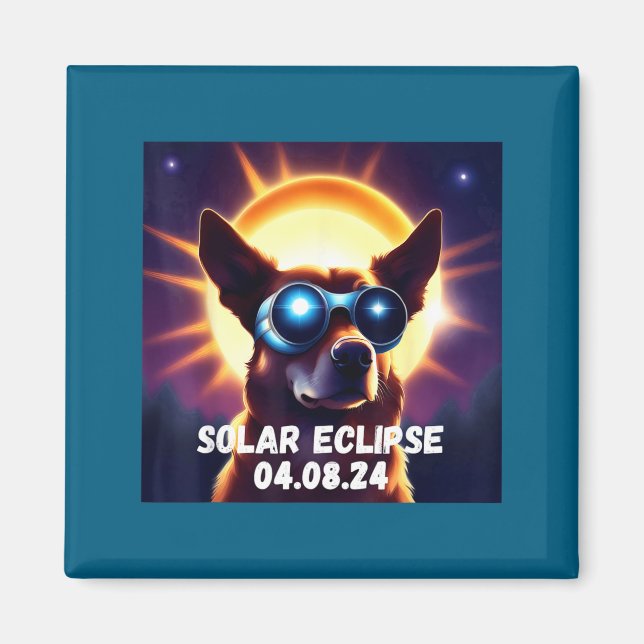 Imã Óculos de Eclipse Solar Total de Cachorro Fofo (Frente)
