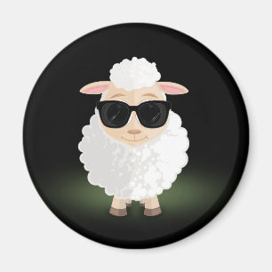 Imã Óculos de Sol Cool Sheep Neon Verde Engraçado Cart