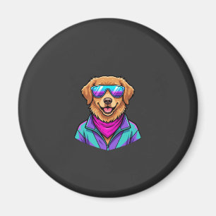 Imã Óculos de Sol de Cachorro Fofo Arte Neon Retro_1