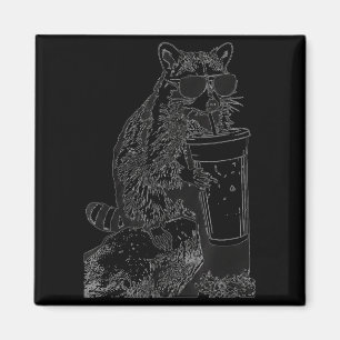 Imã Óculos de sol de café com gelo de guaxinim meme en