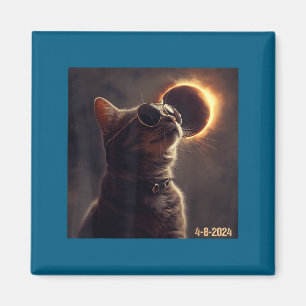 Imã Óculos de Sol de Gato Fofo Eclipse Solar Total