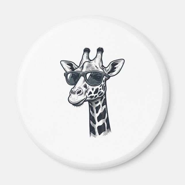 Imã Óculos de sol de girafa legais Camiseta com gravaç (Frente)