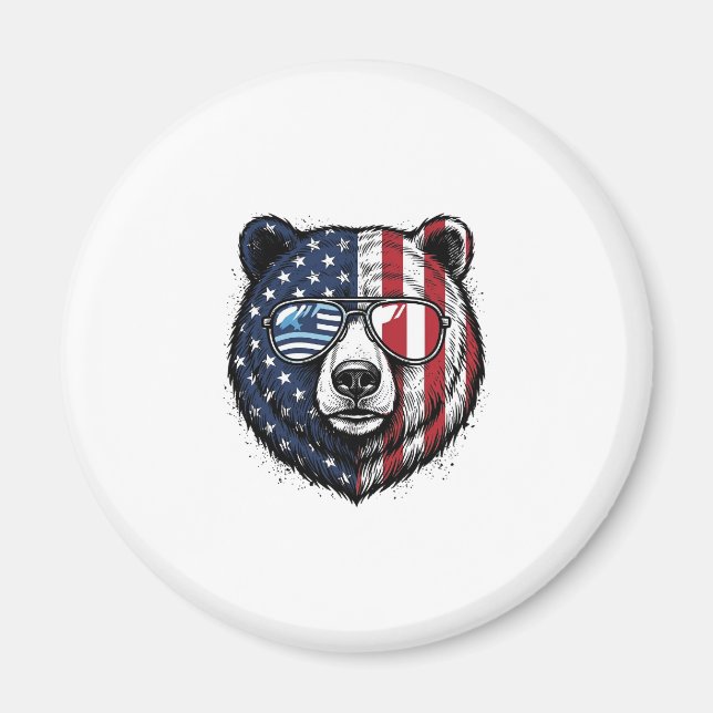 Imã Óculos de Sol do Urso Patriota Camisa Vector Vinta (Frente)