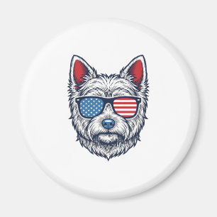 Imã Óculos de sol patrióticos para cães Westie Arte ve