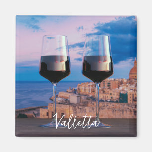 Imã Óculos de vinho com vista ao pôr do sol sobre La V
