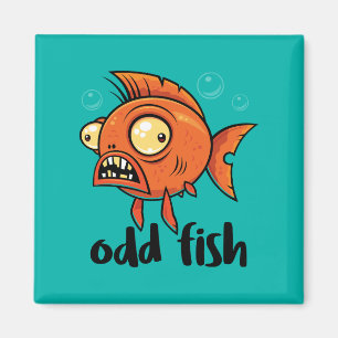 Imã Odd Fish Quirky Funny Orange Goldfish Cartoon
