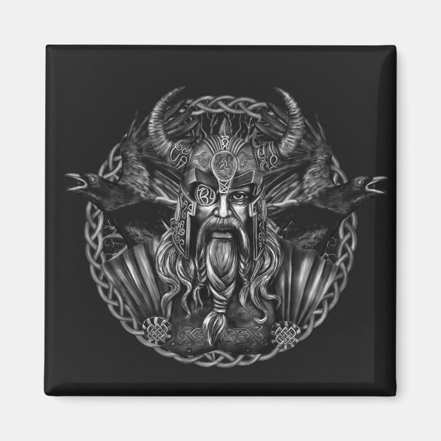 Imã Odin e seus ravens Huginn e Muninn (Frente)