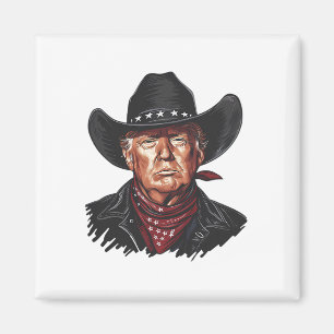 Imã Oeste Cowboy Engraçado Donald Trump Bandeira EUA E